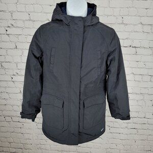 Lands' End Navy Waterproof Windproof Hooded Fleece Lined Full Zip Jacket XL/16